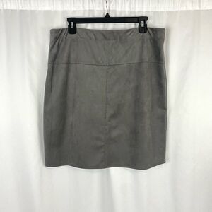 M.S.S.P.  Max Studio Specialty Products Gray Faux Suede A-Line mini Skirt Women'